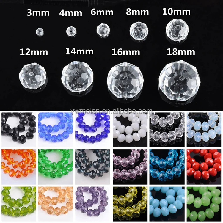Rondelle Faceted Czech Crystal Glass Solid Color 3x2mm 4x3mm 6x4mm 8x6mm 10x7mm 12x8mm Loose Spacer Beads for Jewelry Making DIY