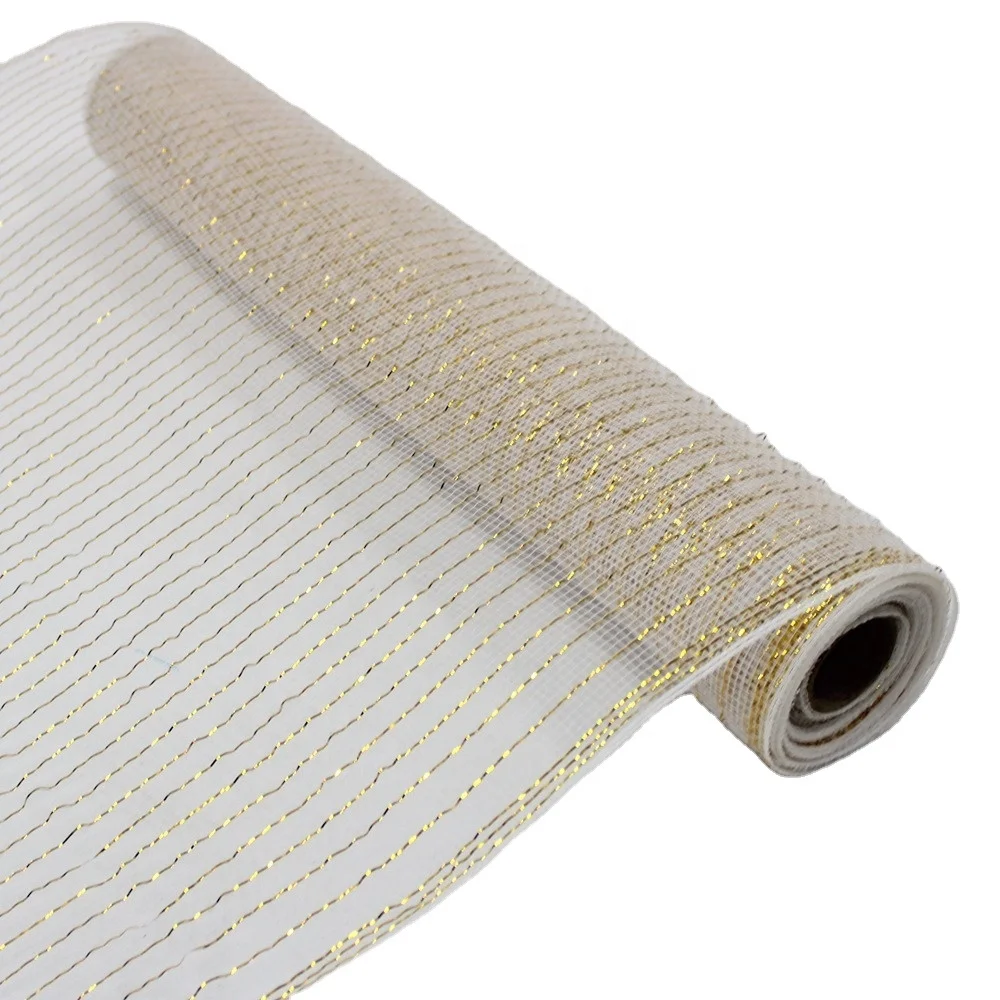 Christmas Mesh Wreath Supplies Ribbons Gold Foil 53cm #60144