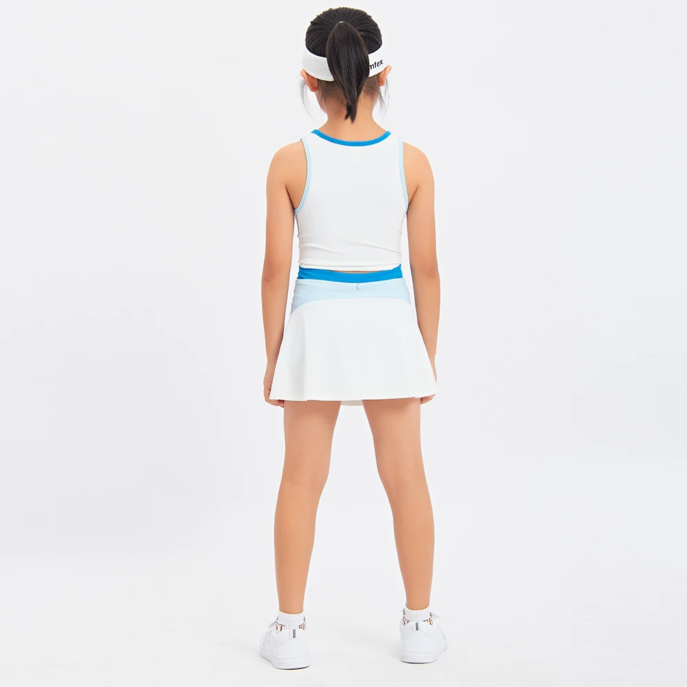 Быстросохнущее дышащее теннисное платье без рукавов для упражнений корейское Спортивное платье Детское теннисное платье с бюстгальтером и шортами