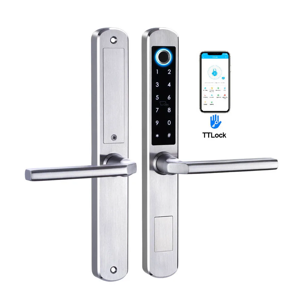 Outdoor Waterproof TTlock App WiFi Door Lock Electronic Digital Fingerprint Smart Lock for Sliding Glass Aluminum Door