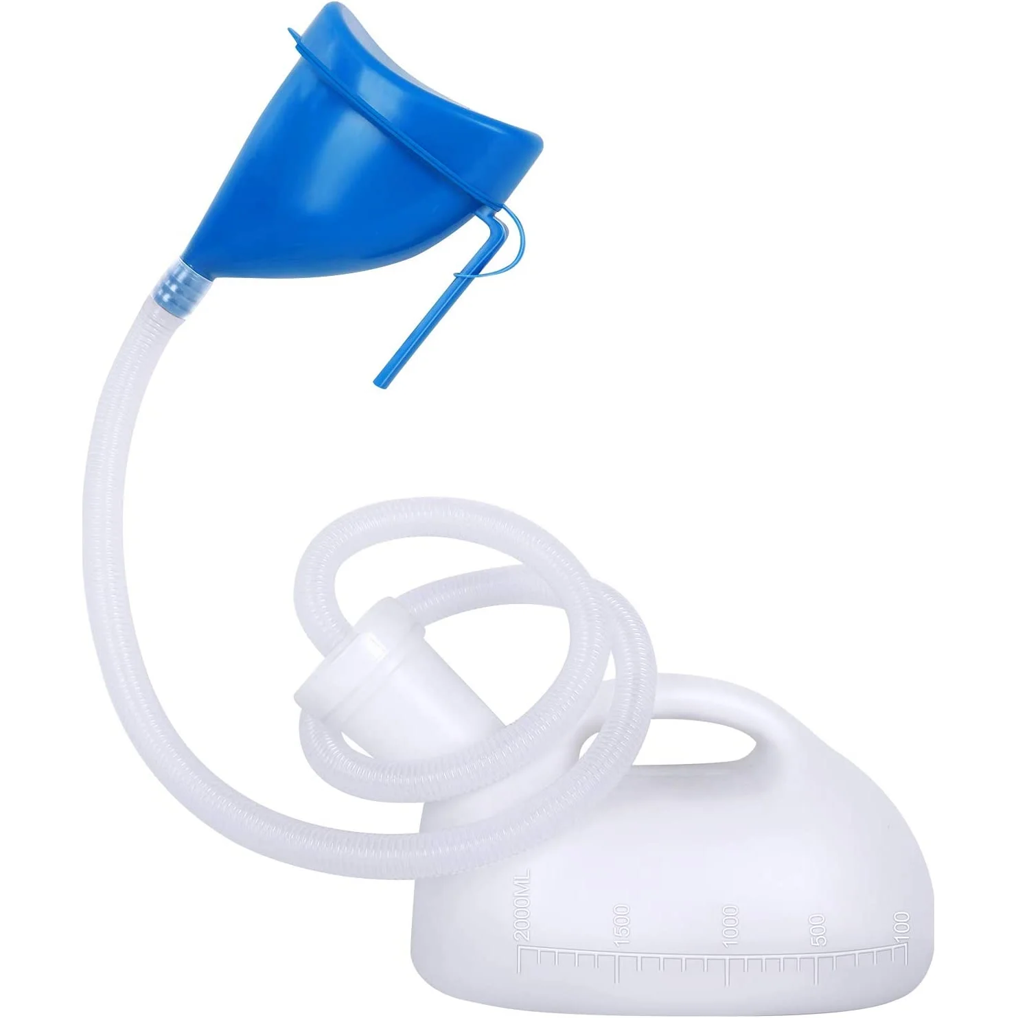 Unisex Potty with Lid and Funnel, 2000ml Large Capacity Male Female Reusable Urinals, Emergency Urine Collection for Hospital Ho