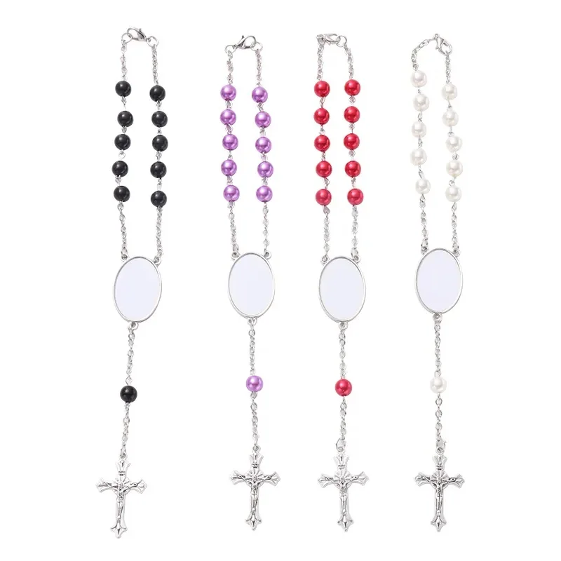 Beads Cross Catholic Rosary Bracelets Rosary Religious Bracelets Sublimation Rosary Bracelet