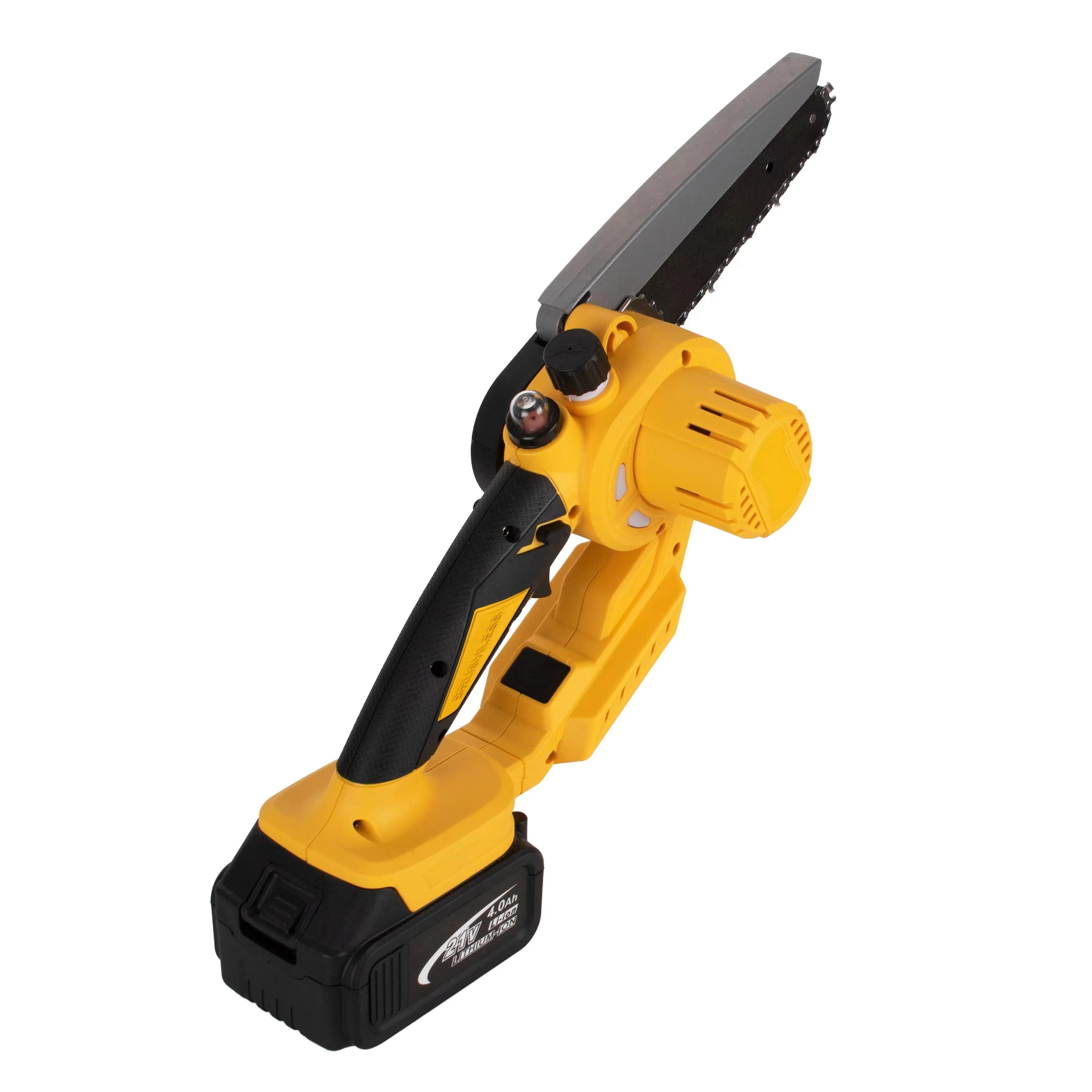 Power Display Cordless Mini Chain Saw 6 Inch Portable Non-slip Handle Chainsaw for Wood Cutting Tree Trimming Gardening Camping