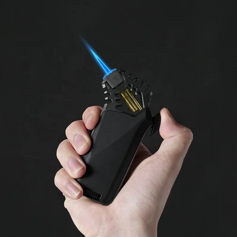 Wholesale Cigar Accessories Luxury 20 pcs Custom Cigar Lighter Refillable Adjustable Flame Gas Cigar Butane Jet Torch Lighter