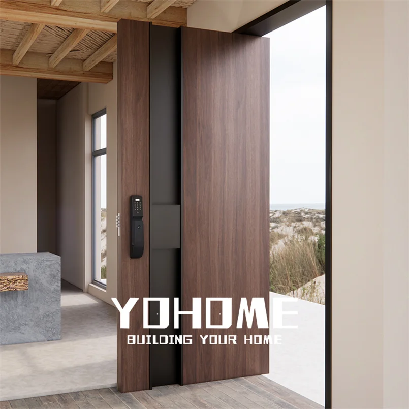 American style apartment flat teak wood main door designs luxury pivot main wooden door design plywood door