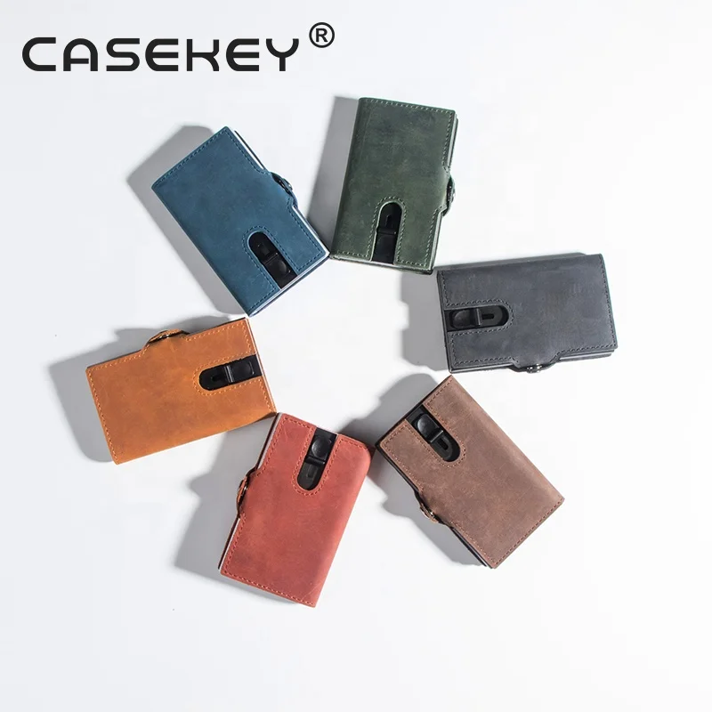 Casekey мужской металлический кошелек на молнии rfid защита держатель кредитных карт