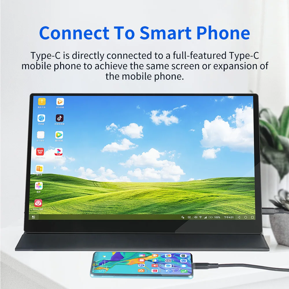Portable Monitor 15.6' 4K 3840*2160 HD MI Portable Monitor for Laptop USB-C Computer Display Monitor Eye Care Screen