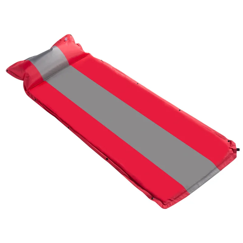 outdoor lightweight 190T polyester with PVC coated Camping Foam Mattress portable foldable self inflating camping mat