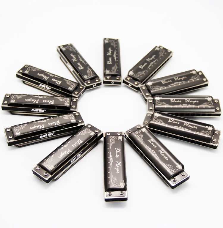 EASTTOP PR020AL 10 holes harmonica blues harp mouth organ diatonic good harmonica for sale 12keys set