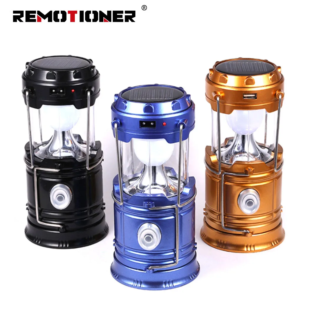 Multifunctional Solar Portable Telescopic Camp Lights Usb rechargeable Folding Outdoor Camping Led Tent Lamps