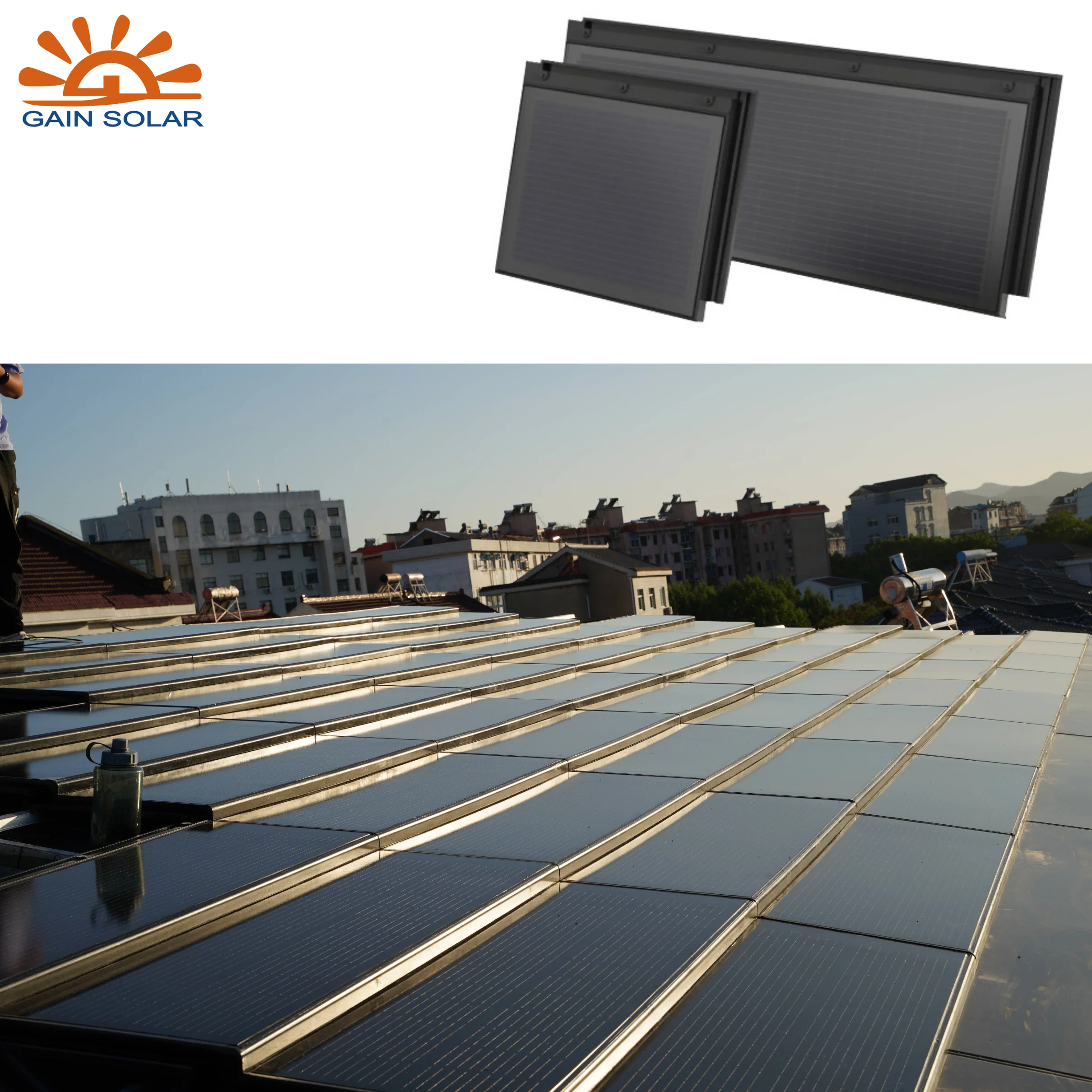 935mm*944mm Dragon Roof Ridge Tiles Black Solar PV Tiles Panels Tesja Solar Roof Tile Electricity Generation Roof System