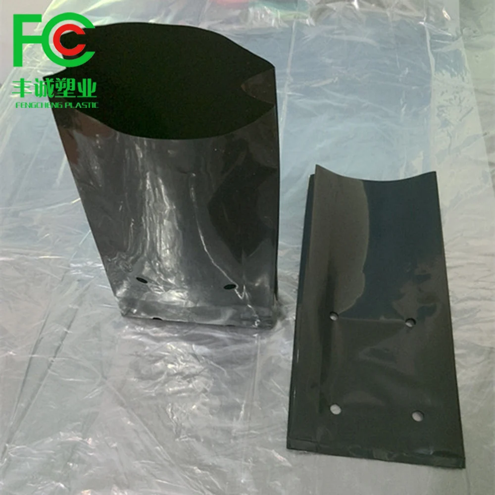 Plastic Pe Black Plant Nursery Poly Bag Perforated Agricultural Seed Nursery Pots Grow Planting Bags Poly For Nurseries Plants