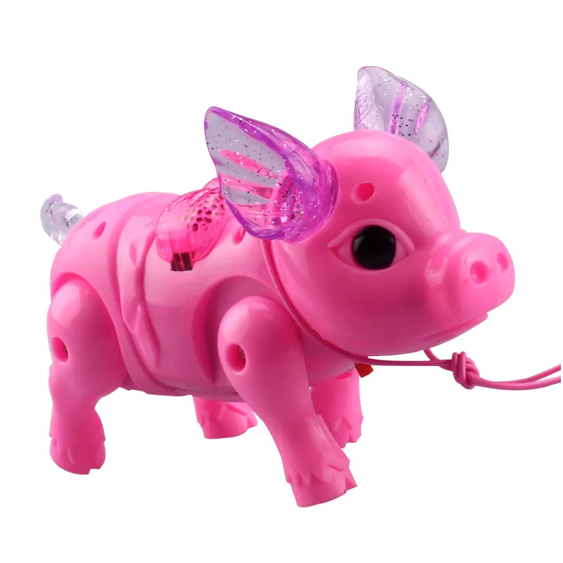 Wholesale Pigs Walking Toy Cute Cartoon Piggy String Electric Toys For Kids With Music And Light Plastic Pig Toys