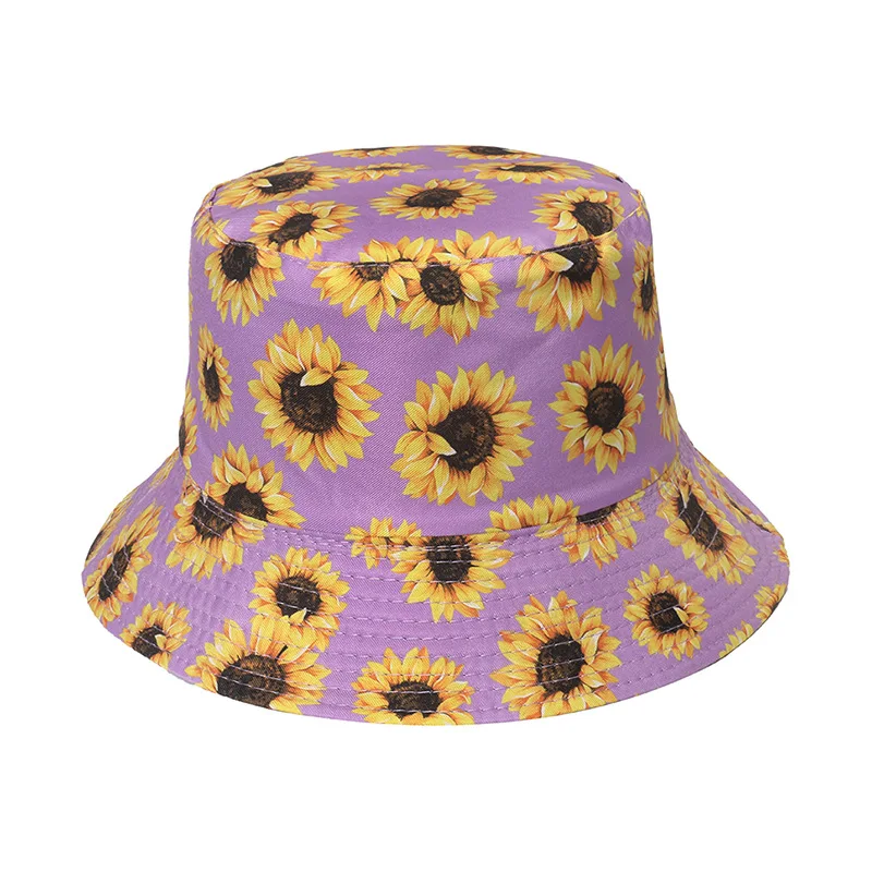 New hot selling spring and summer new double-sided flower sunshade sunscreen flower sunflower sun hat white bucket hat