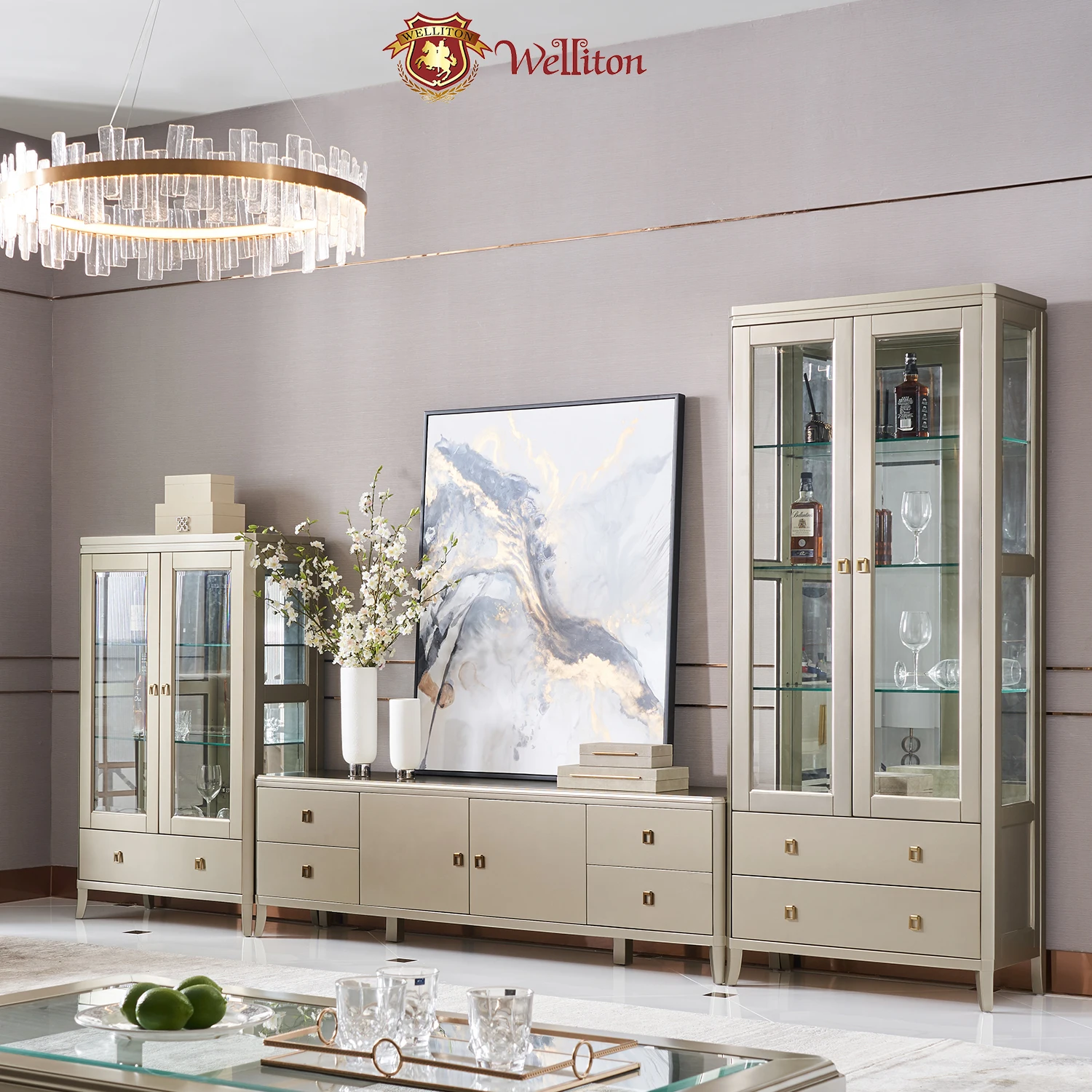 Welliton OEM&ODM   modern solid wood tv stands living room furniture M801-18  luxury tv stand cabinet wooden designs