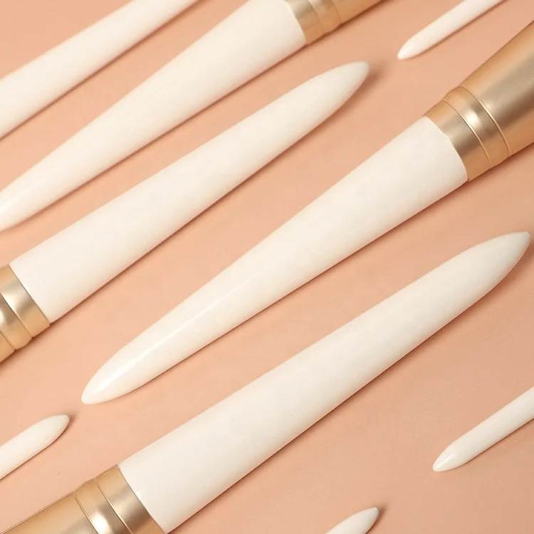 ZH Eco Friendly Wooden Handle Rose Gold Ferrule Foundation Powder 12pcs Custom Logo Vegan White Make Up Brushes For Eyes