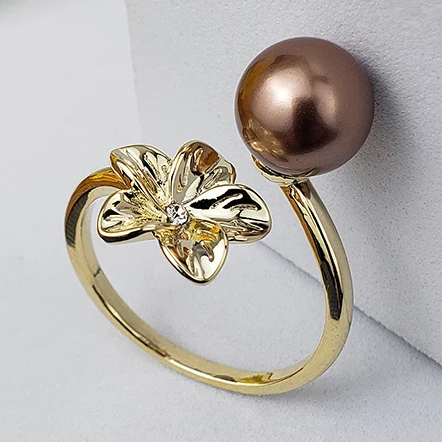 Hawaiian jewelry 18k Gold Natural  Pearl Rings Wedding Designs For Women