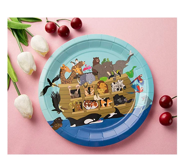 Custom Noahs Ark Animals Baby Shower Party Supplies Pirate Theme Tableware Sets Birthday Party Decoration For Children