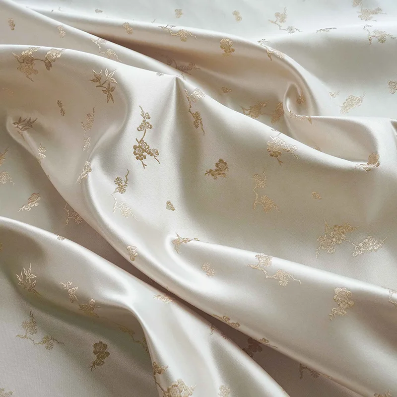 Simple style satin plum blossom cheongsam Hanfu yarn-dyed soft hanging fabric antique fashion