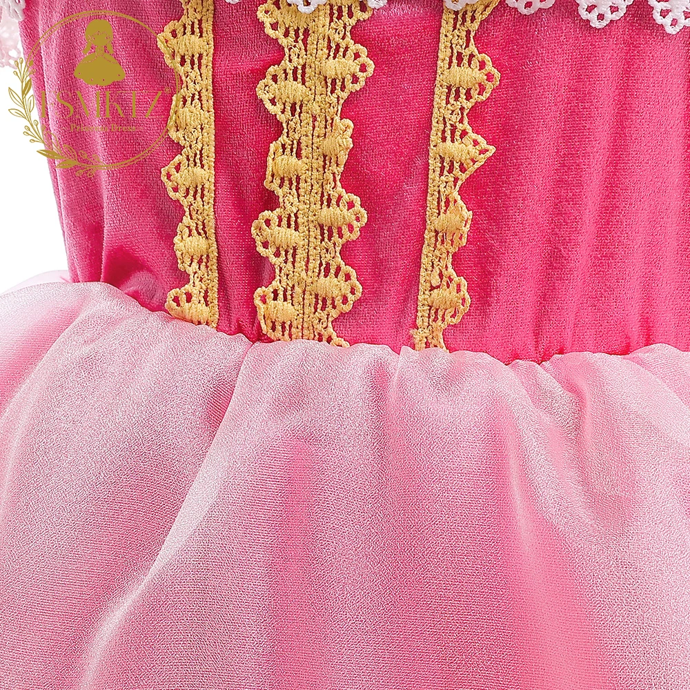 Halloween princess costume for girls Ice Snow New Sleeping Beauty Aurora Princess Dress Girls Off-Shoulder Tulle Holiday Perform