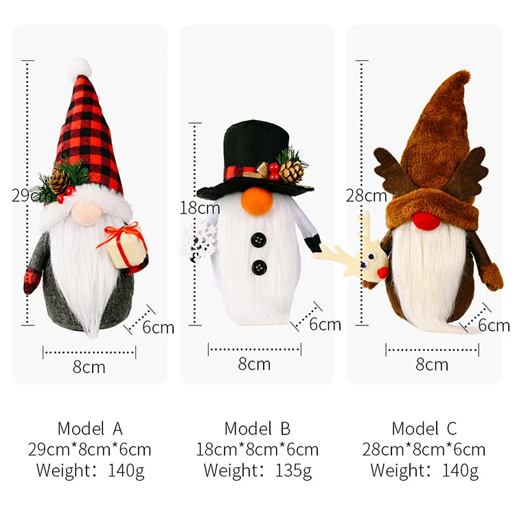 2021 Fashion Cute Santa Snowman Deer Shaped Doll Christmas Doll Christmas Tree Hanging Ornament 2022 standing Doll