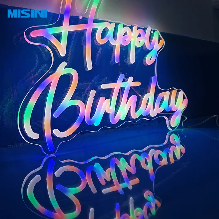 Custom Popular Acrylic Luminous Letter LED Neon Sign Advertising Electronic Letter Happy Birthday  Neon Light