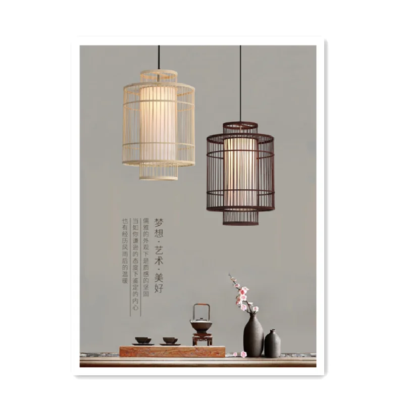 Top selling antique handmade weaving wall fixing pendant lamp wall decor bamboo lightweight led lamp for house office stair