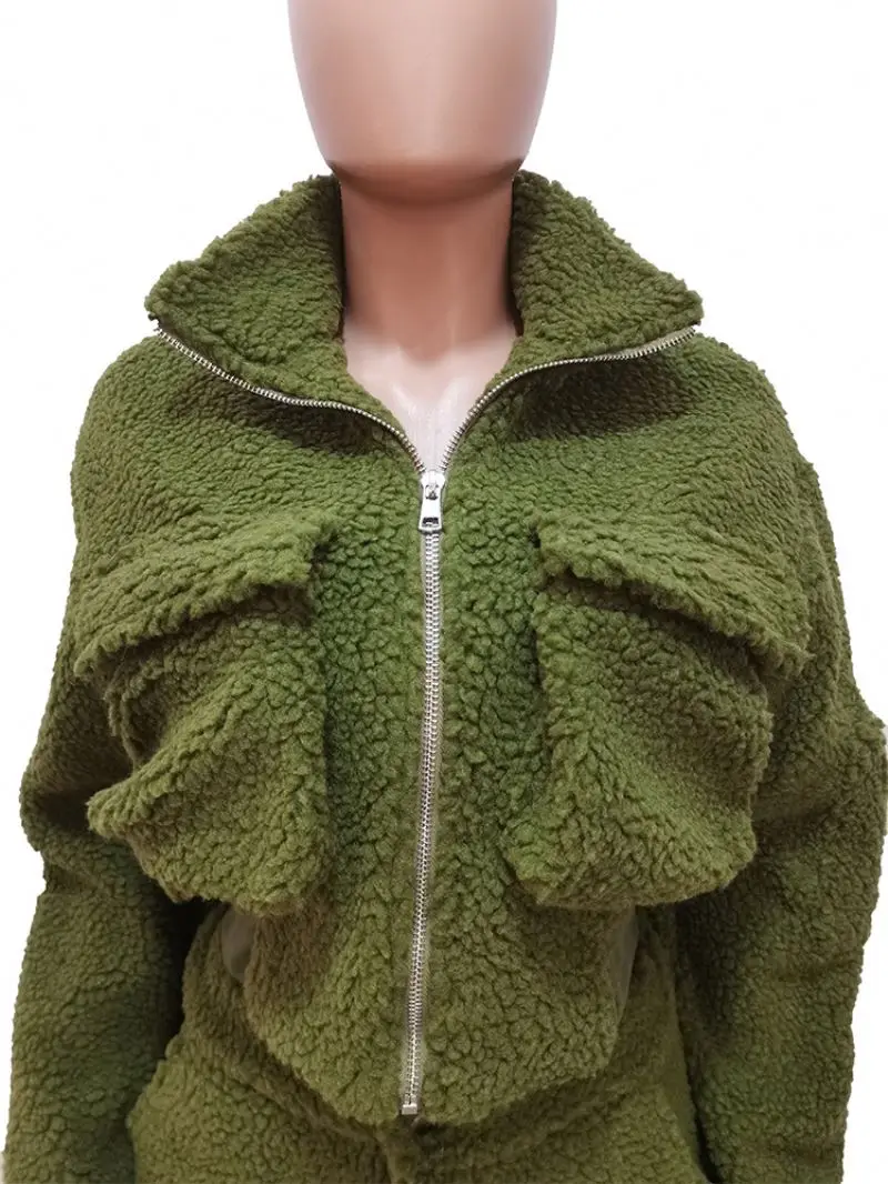 New arrivals fashion S-2XL 2023 thick material plush winter 2 piece set women fall