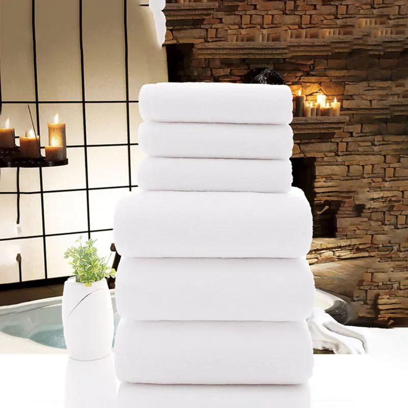Factory Wholesale 100% Cotton Terry Towels Luxurious Solid Bath Towel Quick Dry Quality Hotel Towel White For Commercial Uses