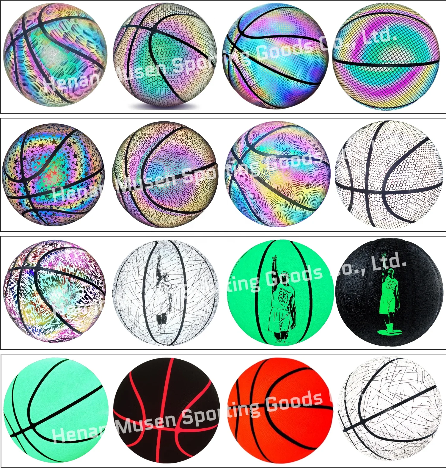Custom logo luminous reflection holographic soccer ball rugby ball lit football luminous football factory OEM made in China