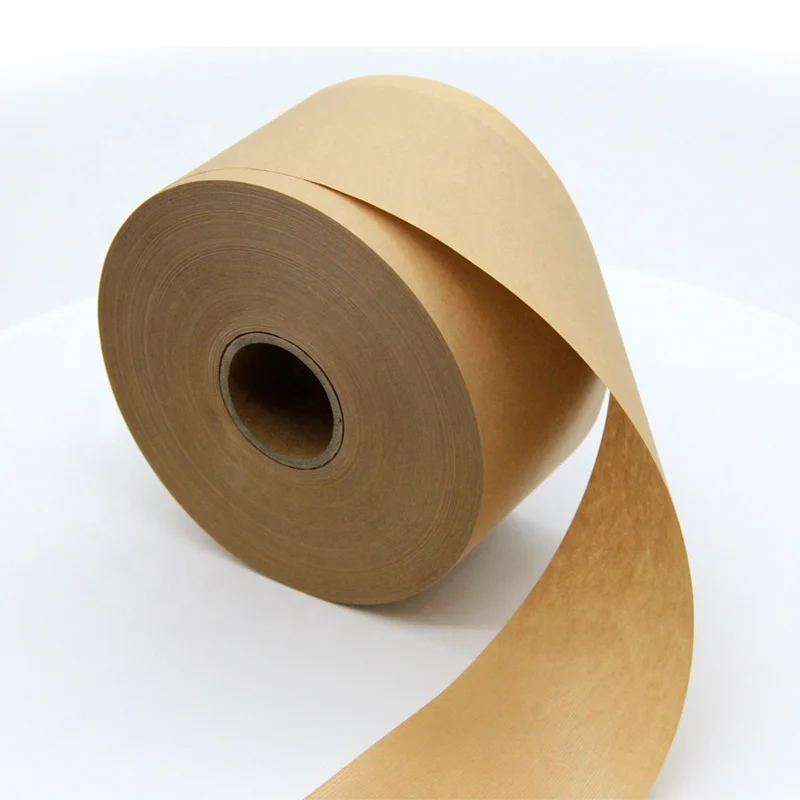 Custom Printing with Logo Reinforced Brown Gummed Water Activated Self Adhesive Eco Kraft Paper Packing Tape