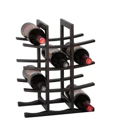 Изготовленный На Заказ домашней вечеринки бар Натуральный Бамбуковый Прилавок винный шкаф 12-бутылка с черными бамбуковыми держатель для винных бутылок