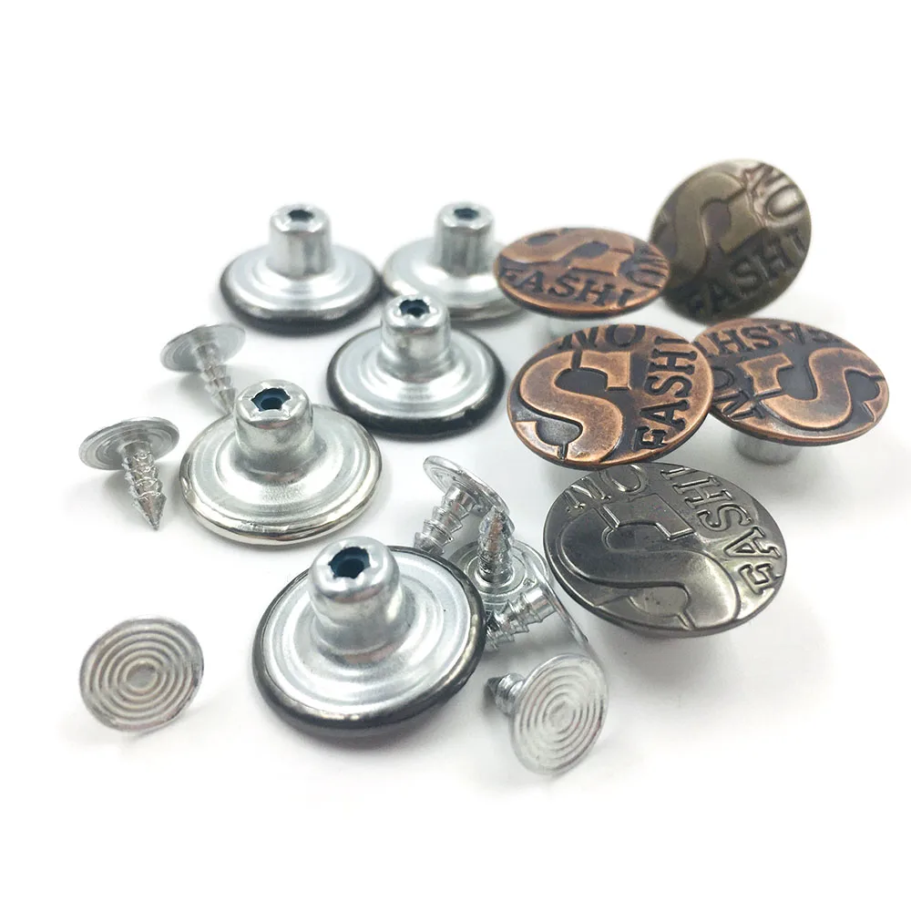 Customized Styles Black Nickel Bronze 17Mm Fast Delivery Custom Shirt Metal Button Pins For Jeans