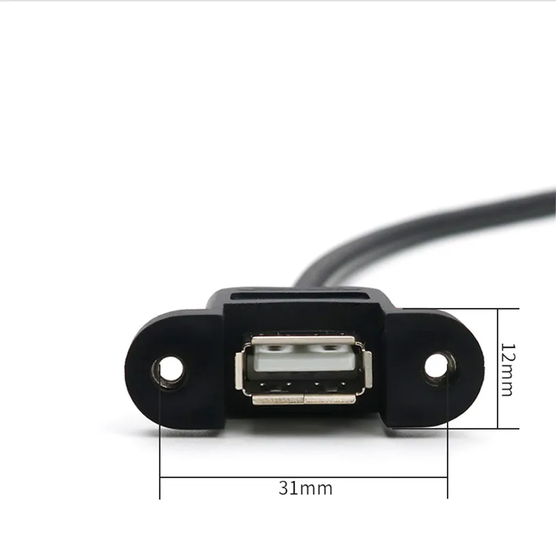Motherboard Internal 9pin Pitch 2.54mm to Dual Port USB 2.0 A Female Screw Lock Panel Mount Cable 30cm