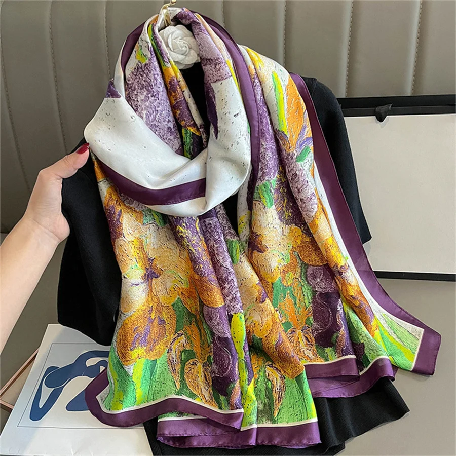 voile african Bands 90*180cm New silk satin shawl can Butterfly Tied Imitation silk scarf grade  Design manufacturer custom