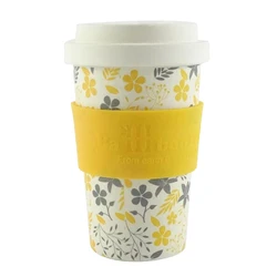 Biodegradable bamboo fiber plastic reusable coffee cup travel mug