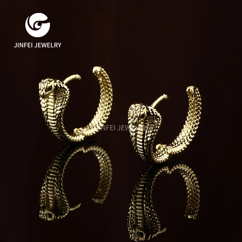 Hot Sale Wholesale Women Jewelry Exotic Style Metal Material Snake shape Plated Gold Earrings