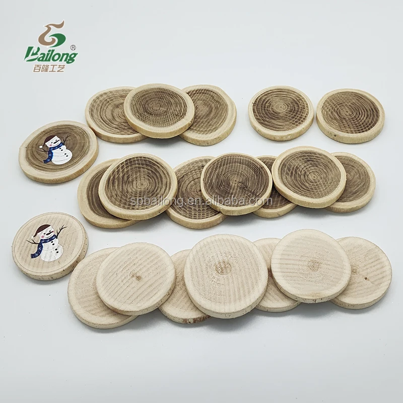 Decorative DIY use rustic natural round unfinished wood slice ornament blank