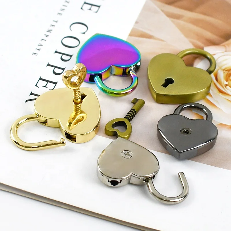 MeeTee BF946 25*34mm Heart-shaped Lock Handbag Hardware Accessories Keyless Decorative Lock High Quality Zinc Alloy Spring Lock