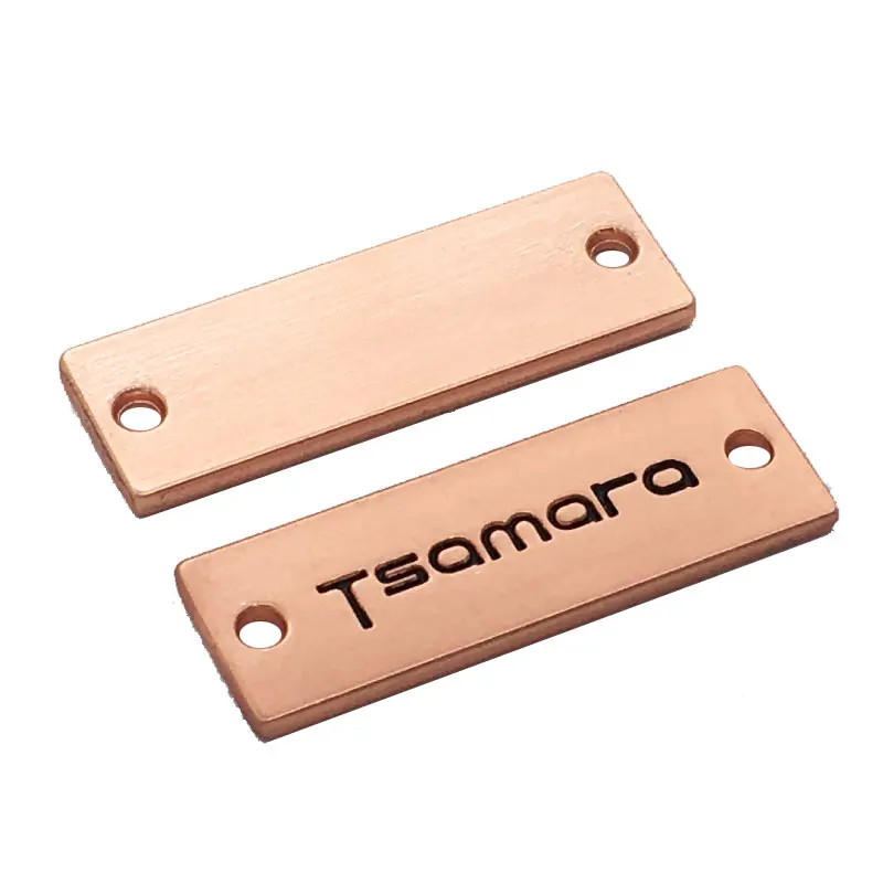 Сумка штамповка под заказ фирменное наименование гравировка одежда печать швейная тарелка Золотая розовая металлическая бирка этикетка логотип