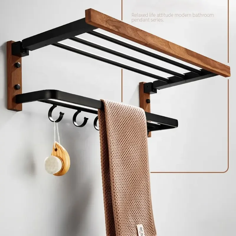 Eco-friendly bamboo bathroom Accessories Walnut Wooden Washroom Accessory Set