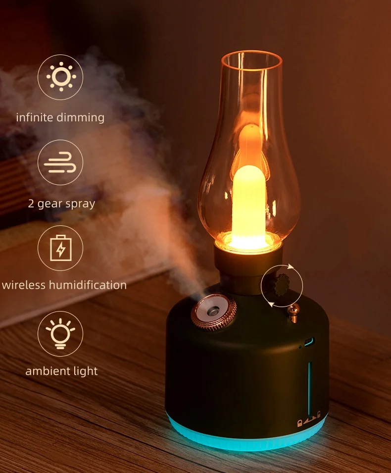 New Retro Time Light Humidifier USB Aromatherapy Wireless Home Silent Bedroom Air Humidifying Atmosphere Light