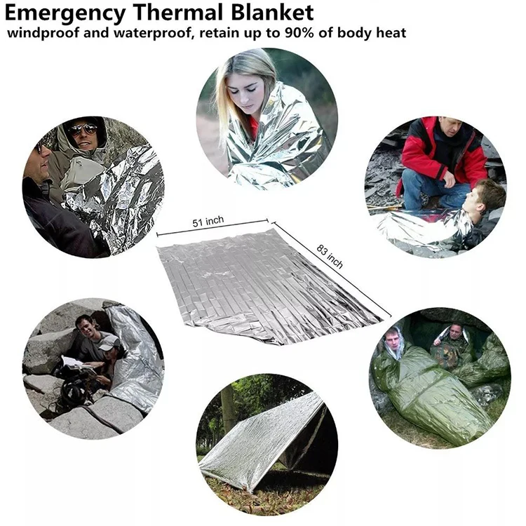 Outdoor Camping Emergency Mylar Blanket Survival Tactical Gear Rescue Space Foil Emergency Blanket