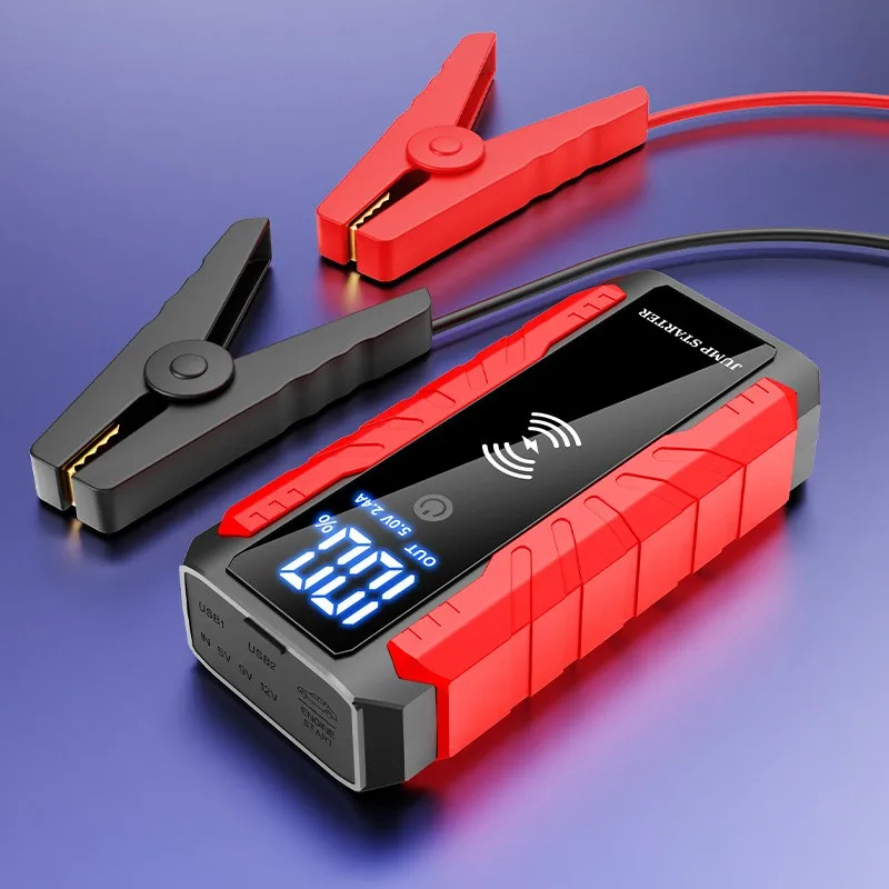 Многофункциональный стартер 20000 мАч с беспроводной зарядкой, большой экран со светодиодным светом