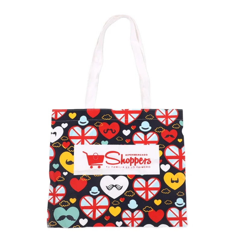Wholesale Custom Printed Recycle High Quality Promotional Advertising  Gift Lovely Heart Cotton Shopping Tote Bag
