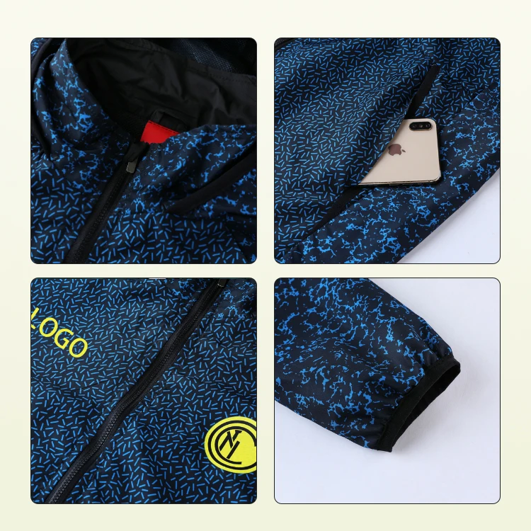 Factory Wholesale Lightweight Waterproof Soccer Club Team Windbreaker Jacket