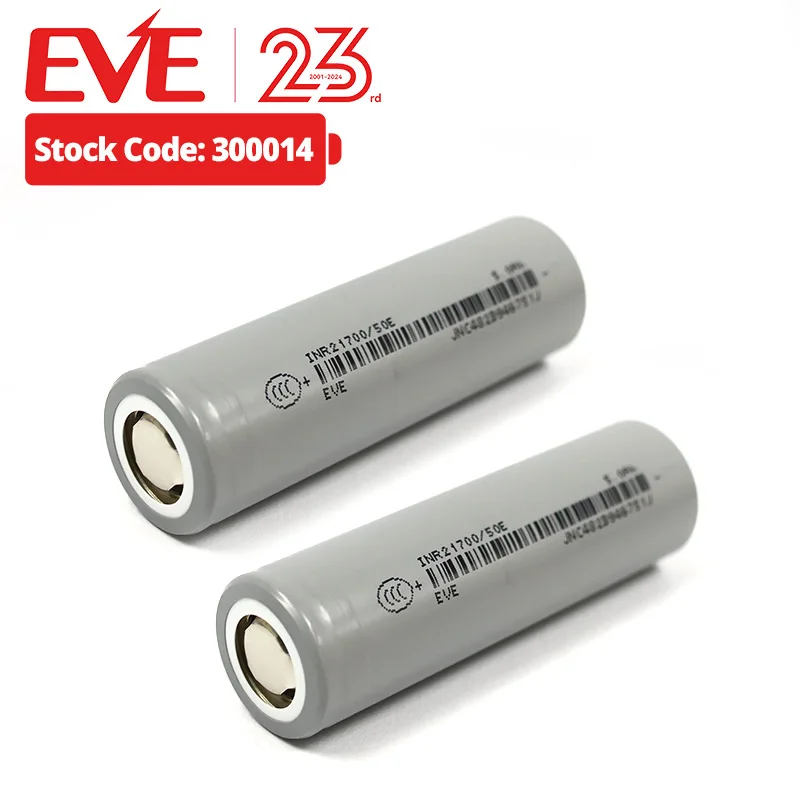 EVE 21700 battery lithium ion cell 1000 cycles 50E 5000mah 3.65V cylindrical 21700 for Electric Ebike Bicycles Scooters
