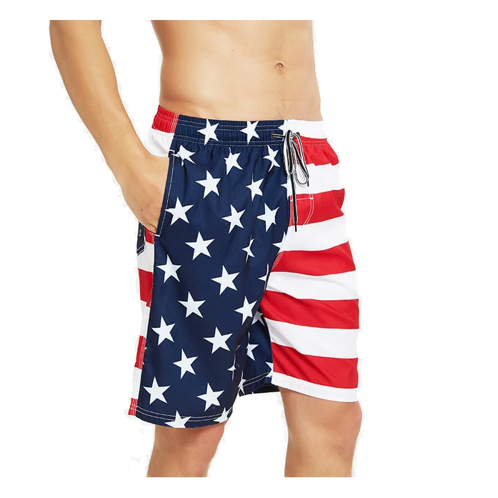 
Уличная одежда, бордшорты, купальник с американским флагом для мужчин, с завязками, сублимационная печать, цифровая 3D-печать, шорты с флагом страны 