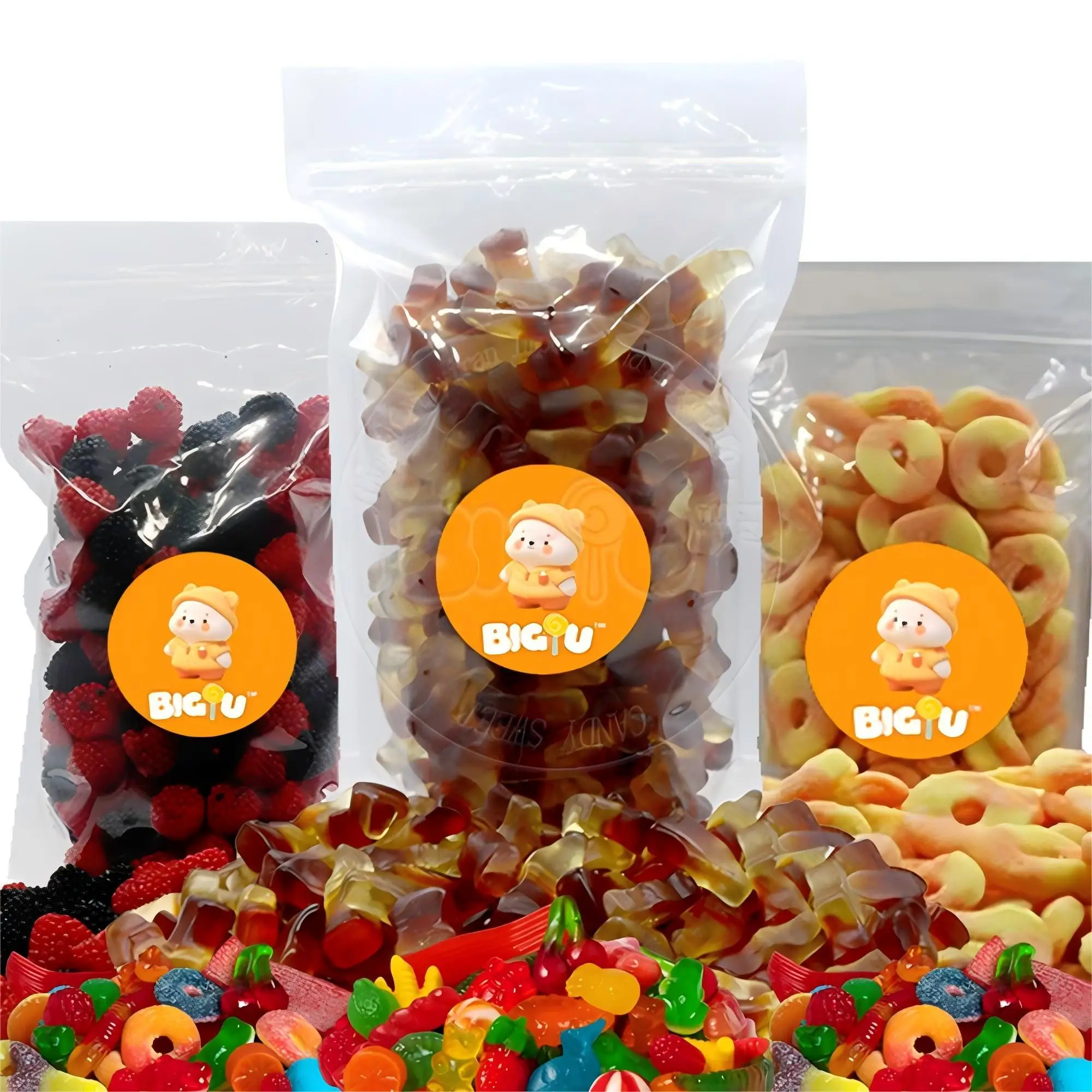 Custom private label assorted Peach ring shape fruit gummy candy in In Jar/bag/ pill bottle
