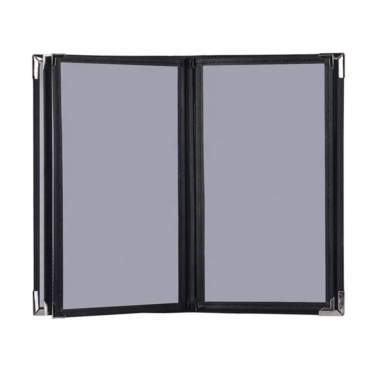 Custom Leather Restaurant Menu Covers New Multiple Pages Restaurant Transparent Plastic Menu Holders Booklet Style 10 Views